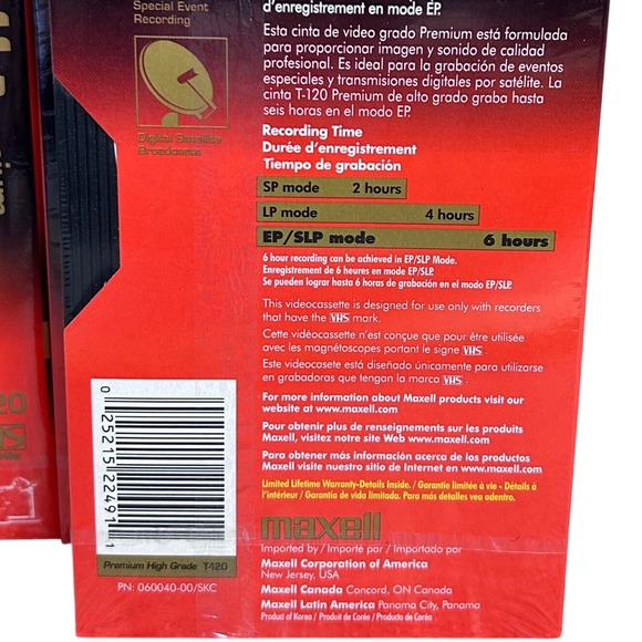 Maxell Premium High Grade T-120 VHS Videocassette Tape New Lot of 5‎ - Picture 4 of 5